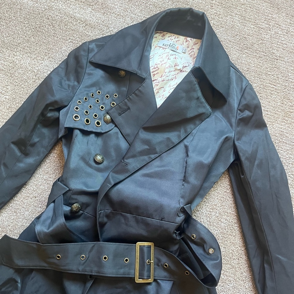 VTG 00’s / Y2K Kat Von D Los Angeles Women’s Trench Coat - Picture 4 of 9